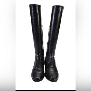 Women's Black Leather Knee-High Boots